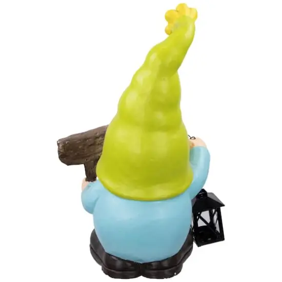 17.75" Welcome Gnome with Lantern Outdoor Garden Statue {7}