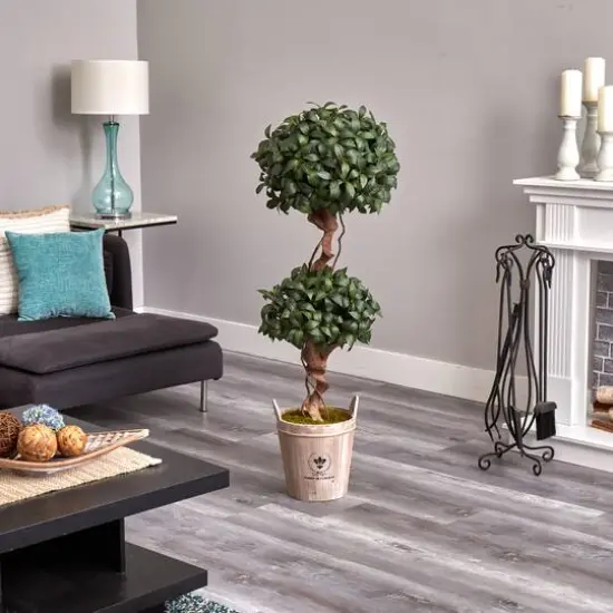 4.5ft. Sweet Bay Double Topiary Tree in Farmhouse Planter {6}