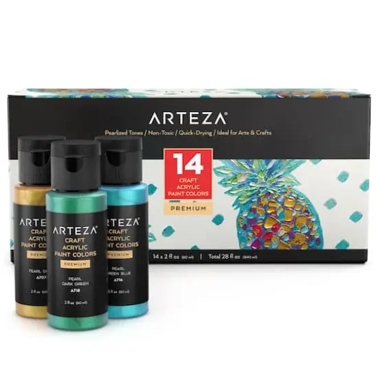 Arteza&reg; 14 Color Pearlized Acrylic Paint Set {1}