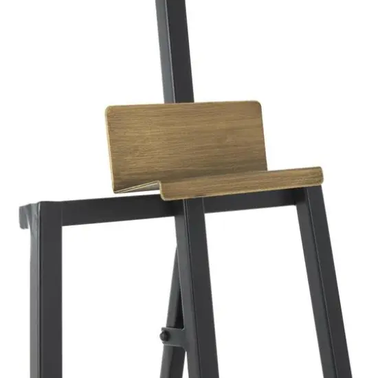 56.25" Black Metal Painter's Inspired 3-Tier Display Easel with Gold Accents {8}