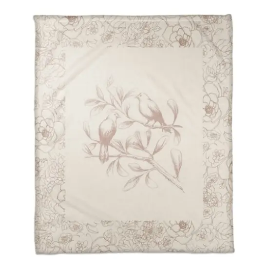 Floral Bird Perch Fleece Blanket {1}