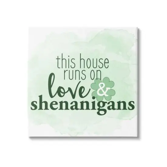 Stupell Industries Love & Shenanigans Family Shamrock Phrase Canvas Wall Art {1}