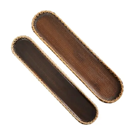 Dark Brown Mango Wood Nesting Tray Set {5}