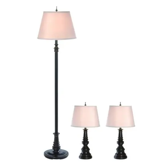 Lalia Home Restoration Bronze Table and Floor Lamp Set {3}