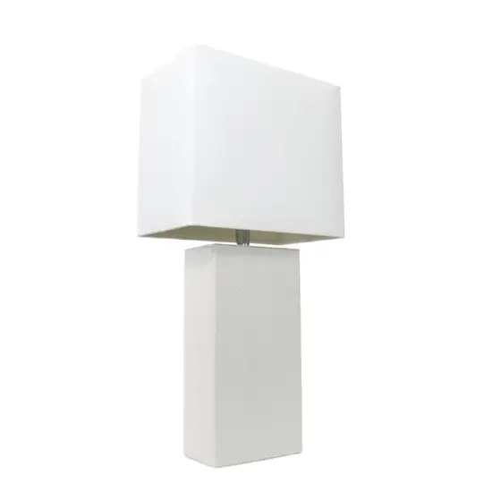 Lalia Home Lexington 21" Leather Home D&eacute;cor Table Lamp White {1}