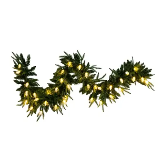 6ft. Pre-Lit Artificial Luxembourg Pine Christmas Garland with 35 Multicolored Traditional Bulb LED Lights {1}