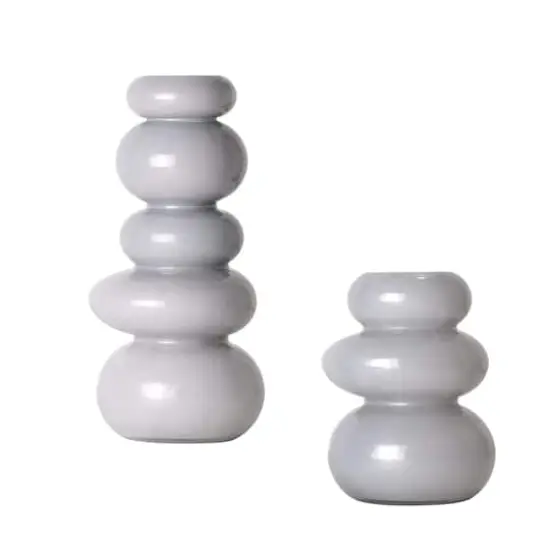 American Art Decor Cool Grey Cairns Glass Vase Set {7}