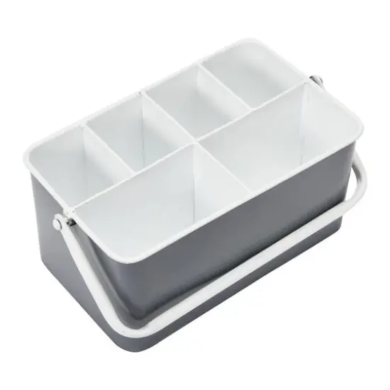 Hello Honey&reg; 6-Compartment Metal Caddy with Handle Gray {3}