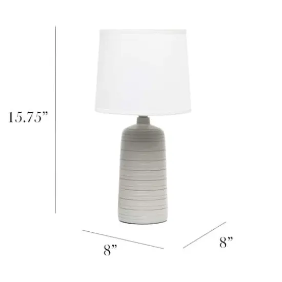 Simple Designs 16" Textured Linear Ceramic Table Lamp Taupe {4}