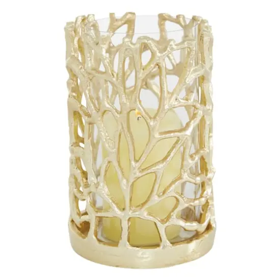 Gold Aluminum Coastal Candle Holder, 8" x 5" x 5" {1}