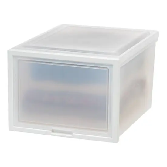 Iris&reg; White Deep Box Chest With Sliding Door, 3 Pack {3}