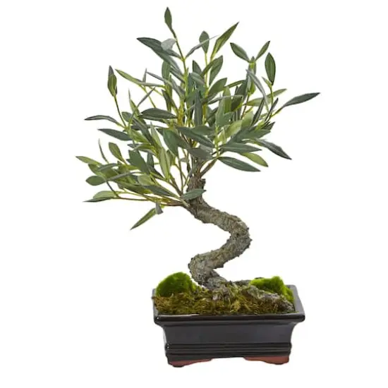 14" Potted Mini Olive Artificial Bonsai Tree {1}