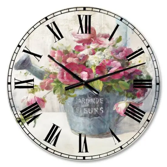 Designart Maison Des Fleurs I Farmhouse Wall Clock {1}