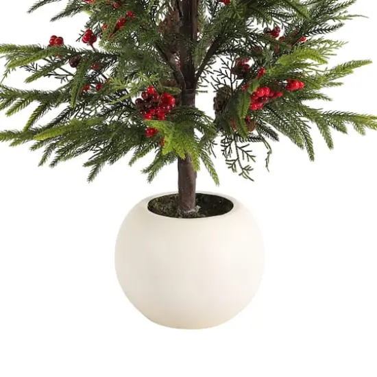 Glitzhome&reg; 37.5"H Chirstmas Greenery Pine Porch Tree with Berries {8}