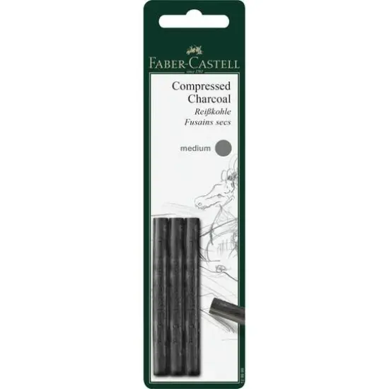 Faber-Castell&reg; Pitt&reg; 3-Piece Compressed Charcoal, Medium {1}