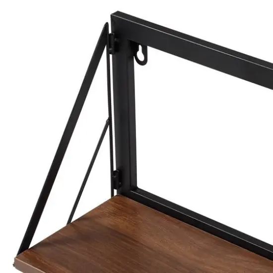 Honey Can Do Small Walnut Mid Century Modern Wall Mounted Shelf {7}