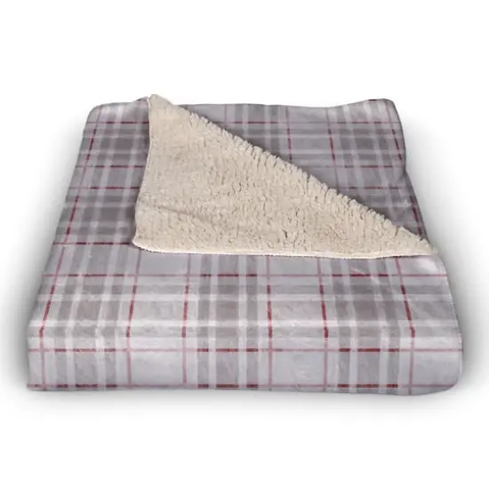 Holiday Gray Plaid 50x60 Sherpa Fleece Blanket {3}