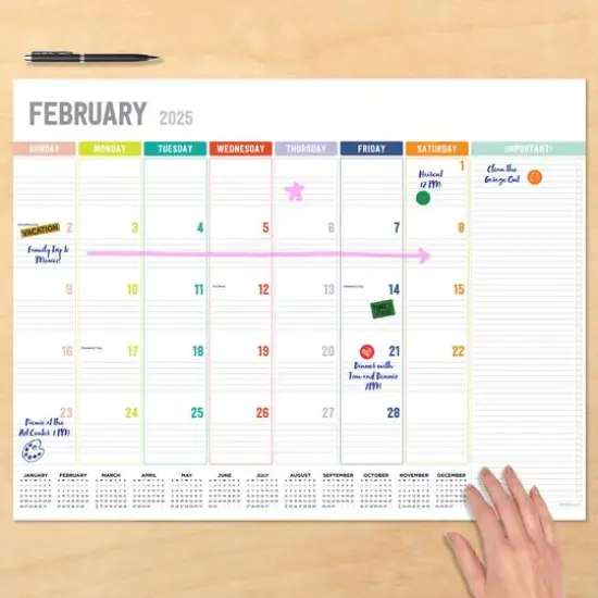 TF Publishing Large 2025 Rainbow Blocks Monthly Blotter Desk Pad Calendar {5}