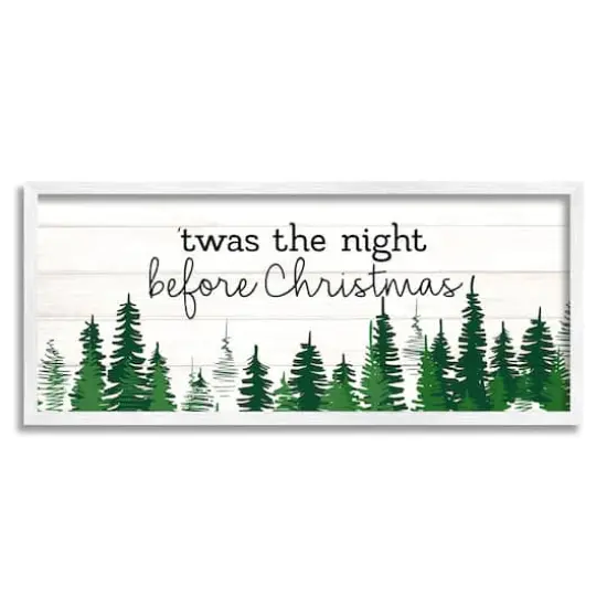 Stupell Industries Night Before Christmas Trees Framed Gicl&eacute;e Art Green and White with White Frame {1}