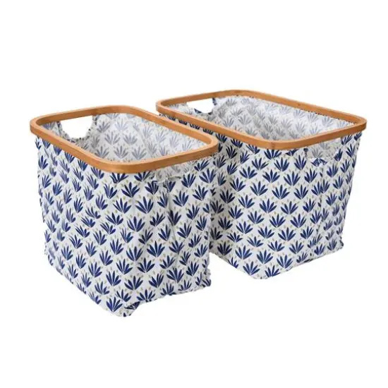 Household Essentials Krush Bamboo Rimmed Basket Set Blue {1}