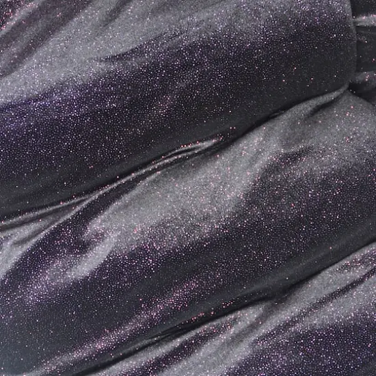 Feldman Black with Purple Sparkle Stretch Velvet Fabric {1}
