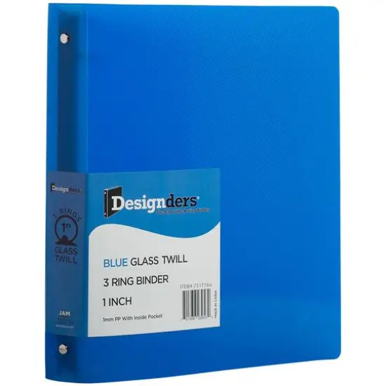 JAM Paper Designders&reg; Plastic 1" 3 Metal Ring Binder with Inside Pocket Green {2}