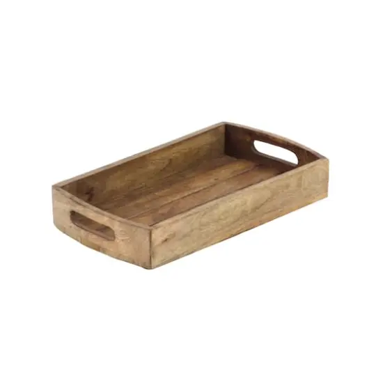 Light Brown Mango Wood Rustic Tray Set {7}