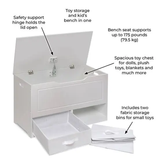 Badger Basket White Up & Down Toy & Storage Bench {12}