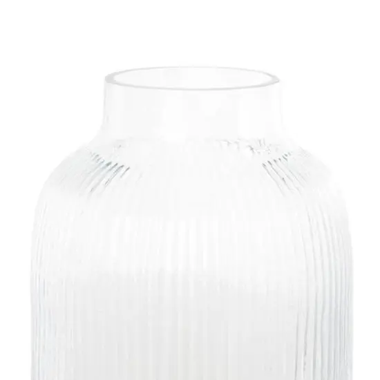 14" Clear Glass Ribbed Decorative Vase {6}