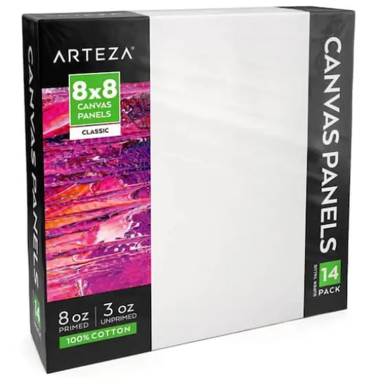 Arteza&reg; 8" x 8" White Canvas Panels, 14ct. {3}