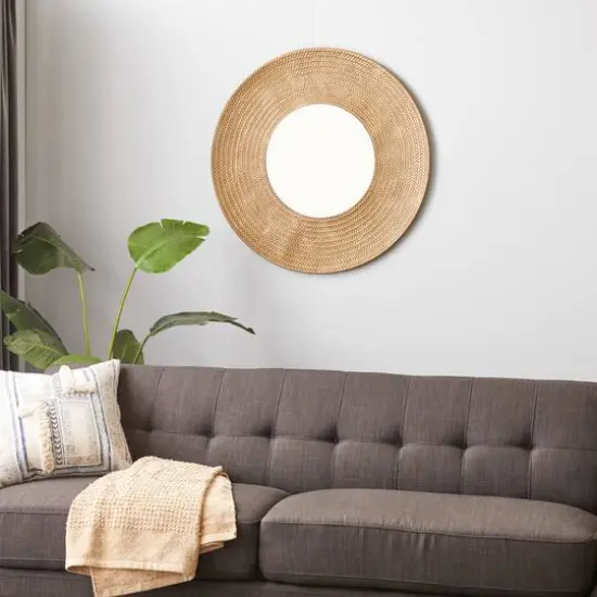 36" Gold Metal Contemporary Wall Mirror {8}