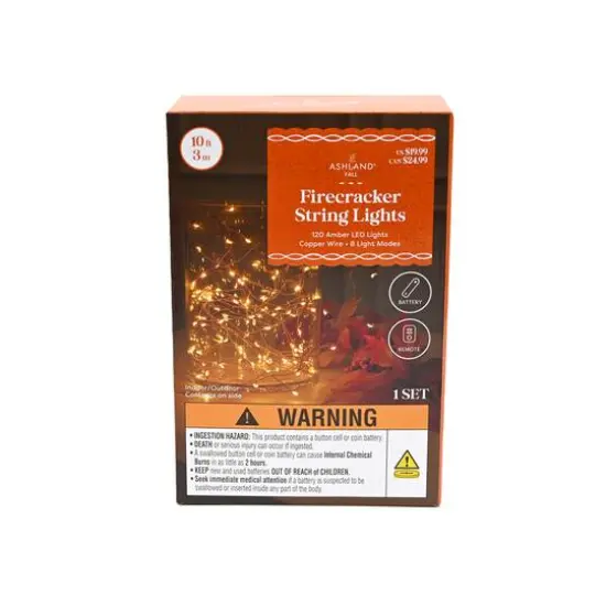 120ct. Amber LED Firecracker String Lights by Ashland&reg; {4}
