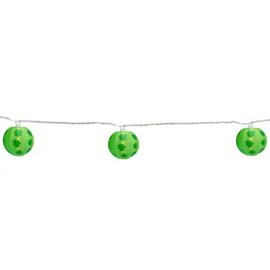 10-Count Green Shamrock St. Patrick's Day Paper Lantern Patio Lights 8.5ft White Wire {4}