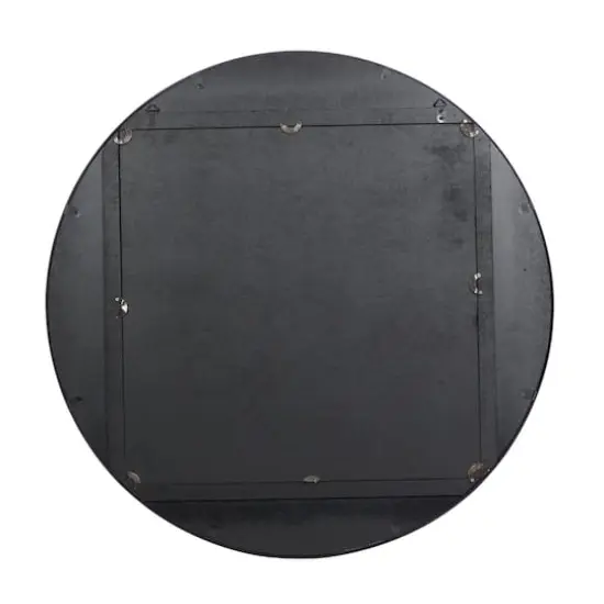 32" Brown Wood Industrial Round Wall Mirror {6}