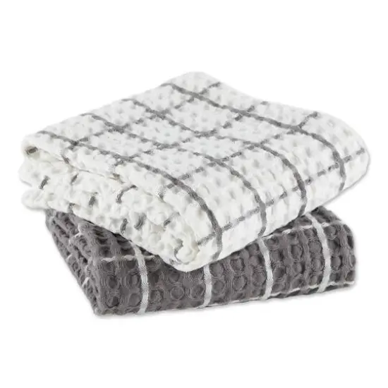 DII® Windowpane Oversized Washed Waffle Dishtowels, 2ct. Gray {6}