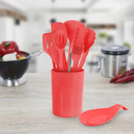 MegaChef Red Silicone Cooking Utensils Set, 12ct. {6}