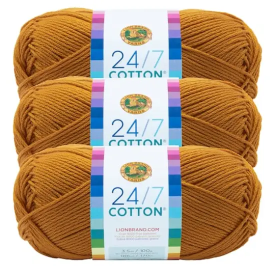 3 Pack Lion Brand&reg; 24/7 Cotton&reg; Yarn Goldenrod {1}
