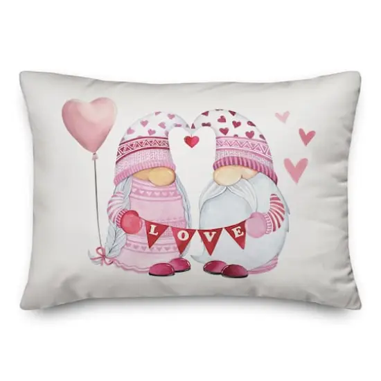 Valentine Gnomes Rectangle Throw Pillow {1}