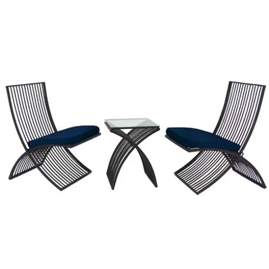 Black Metal Eclectic Outdoor Seating Set {1}