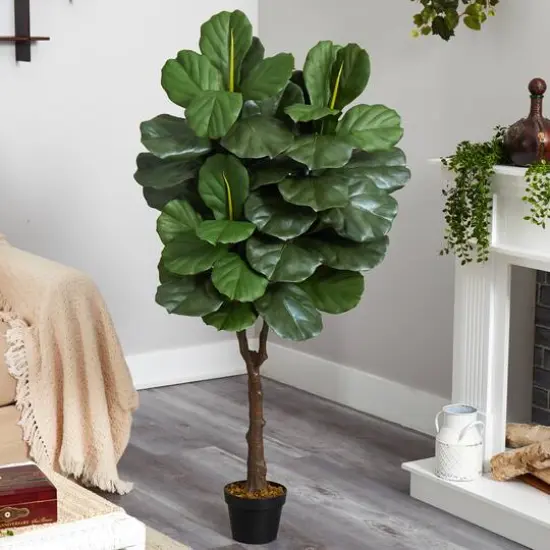4.5ft. Potted UV Resistant Fiddle Leaf Fig Tree {4}