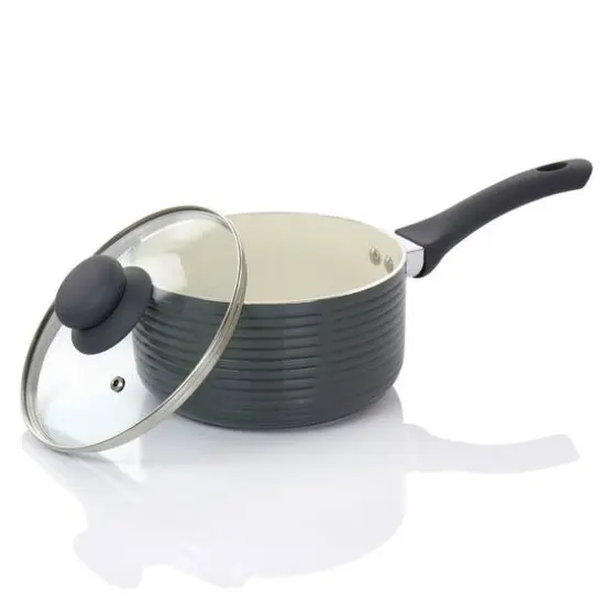 Oster Ridge Valley 2.5qt. Gray Nonstick Aluminum Saucepan with Lid {8}