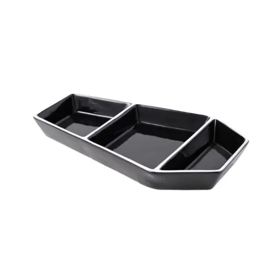 12" Black Coffin 3-Section Ceramic Platter by Ashland&reg; {3}