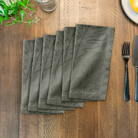 Green Large Leaf Pattern Cotton Twill Napkin {4}