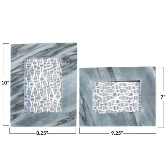Hello Honey&reg; 2 Pack Gray Marble Photo Frames {7}