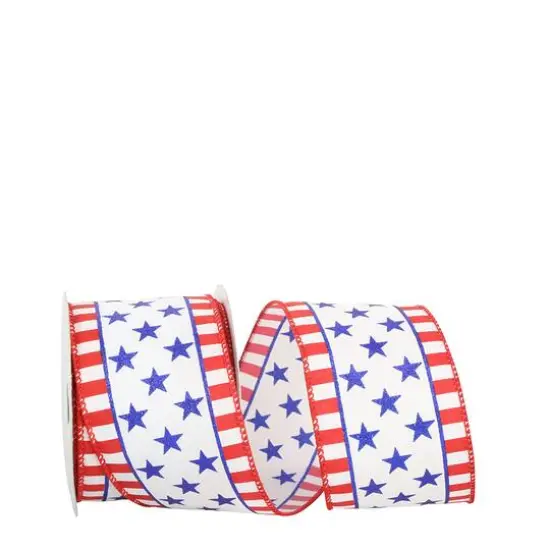 The Ribbon Roll 2.5" x 10yd. Wired Star & Stripe Struck Ribbon {1}