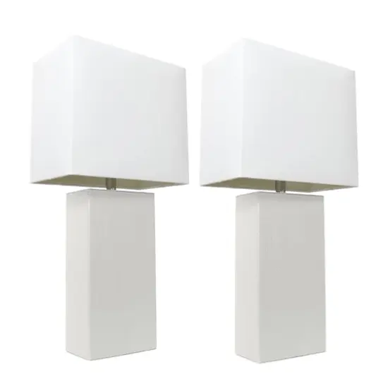 Elegant Designs&trade; 2 Pack Leather Table Lamps with White Shades {1}