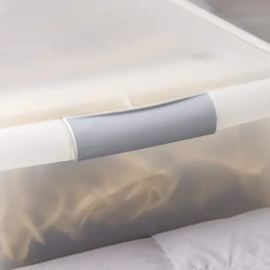 IRIS&reg; 40qt. Clear Store & Slide Box with Lid & Gunsmoke Gray Latches {4}