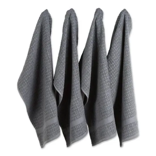 DII&reg; Solid Mineral Gray Waffle Terry Dishtowels, 4ct. {1}