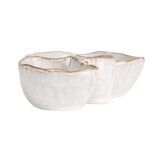 Hello Honey&reg; 8" White Tri-Section Stoneware Dish {7}