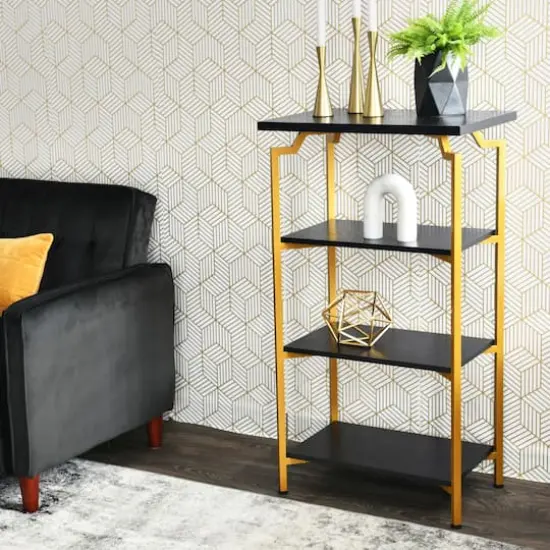 Household Essentials Crown 43" 4-Tier Bookshelf Black {4}